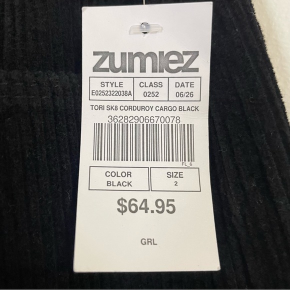 Zumiez women’s Empyre Tori Black Corduroy Cargo Skate Pants - Picture 6 of 7